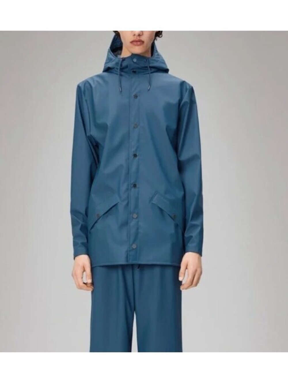 RAINS Jacket W3 Slate Waterproof Hooded Rain Jacket Unisex Large NWT